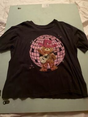 Rebellious One Black Tee with Pink Disco Bear Graphic